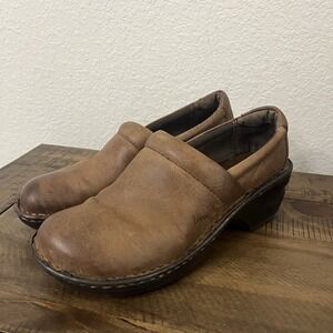 BOC Born Concept Women Brown Leather Slip-on Clog Shoes‎ 7M